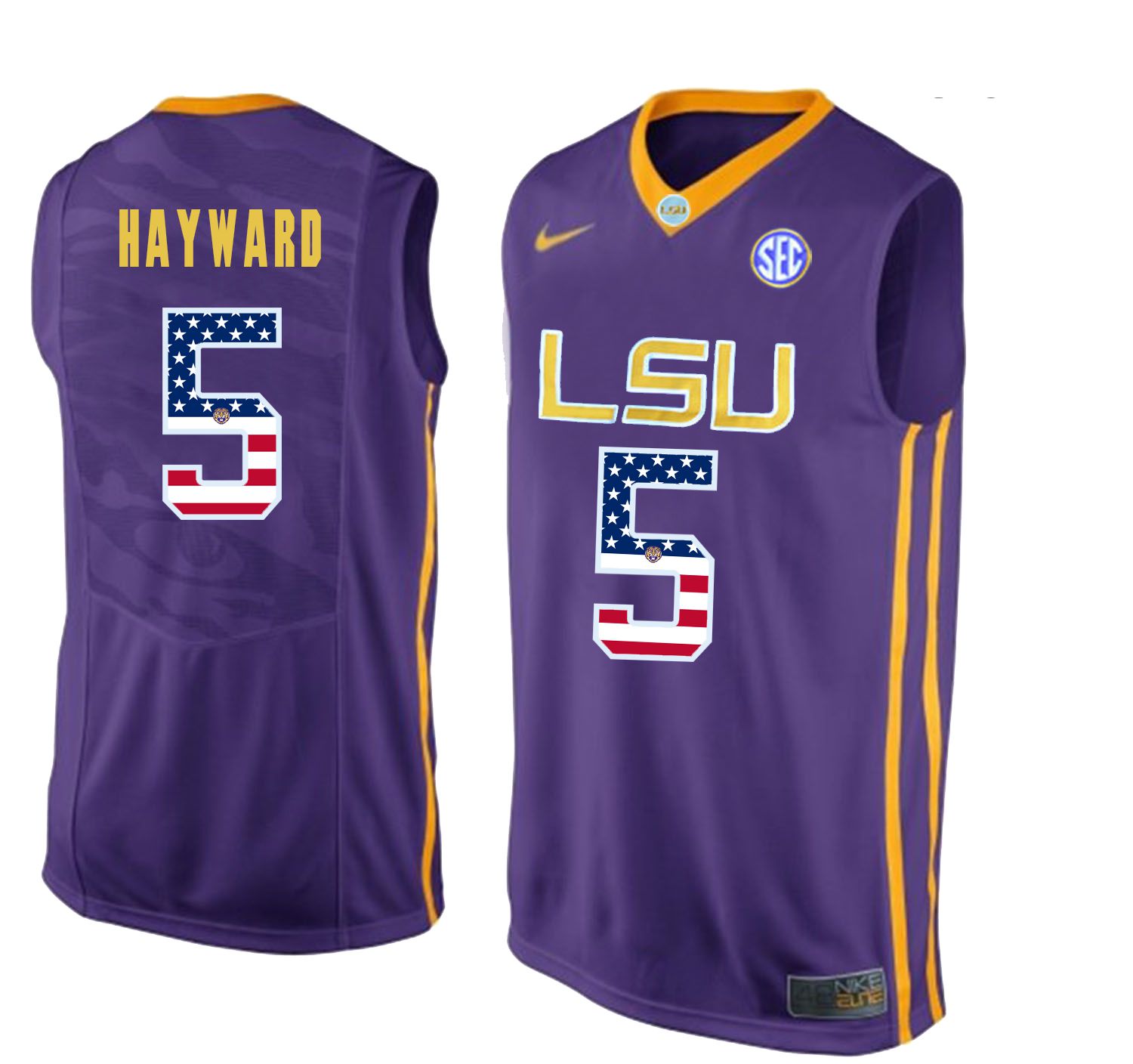 Men LSU Tigers #5 Hayward Purple Flag Customized NCAA Jerseys